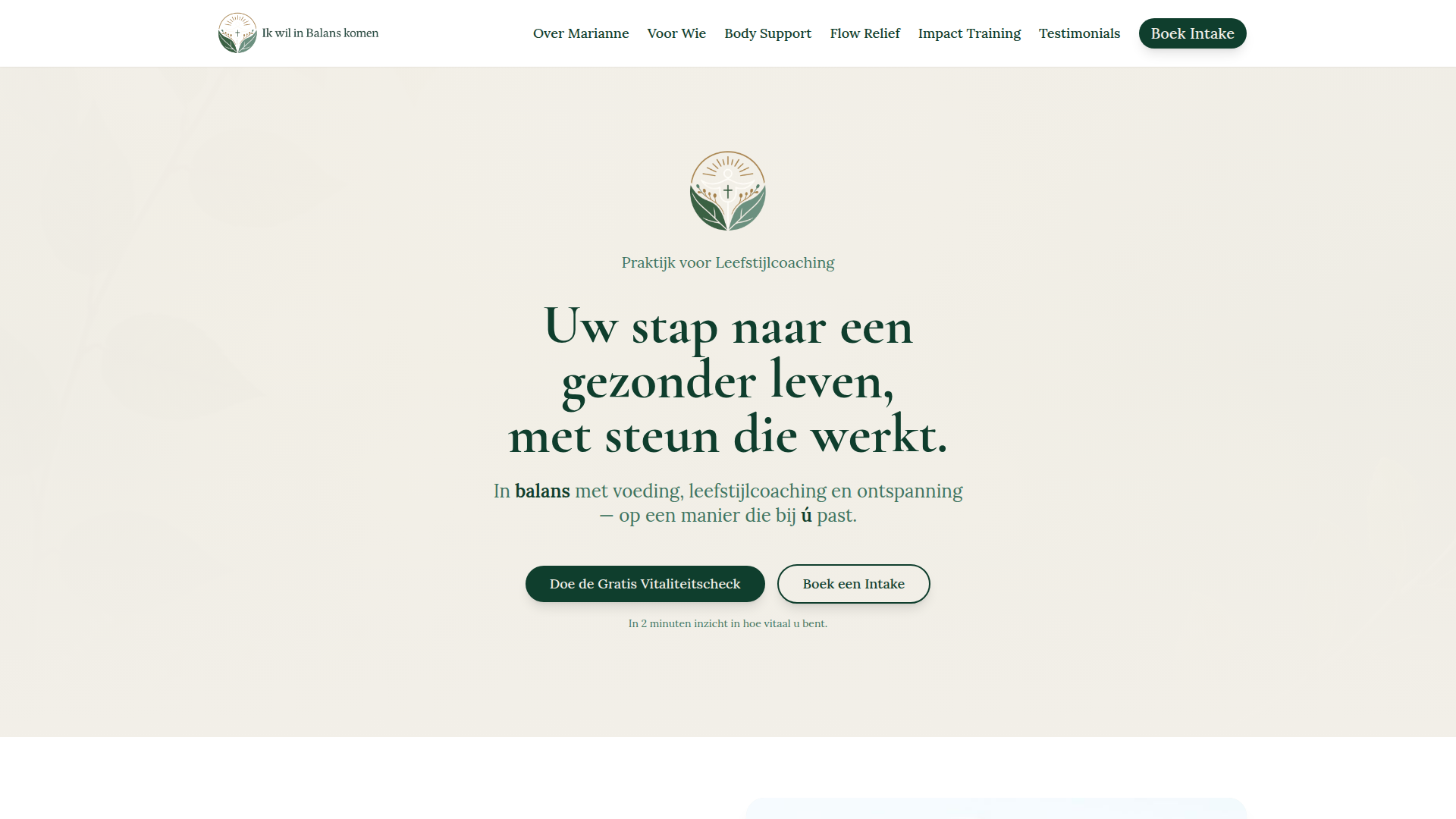 Website ontwerp voor Ik wil in Balans komen - WinstFunnel + Webdesign door Refreshed Webdesign